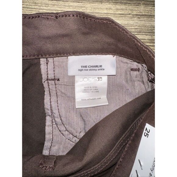 Joe's Jeans THE CHARLIE High Rise Skinny Ankle Coated Jeans in Plum - 25. 16 - Picture 6 of 12